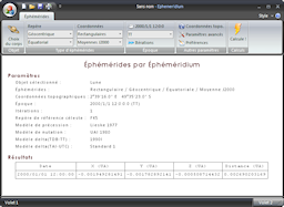 Logiciel Éphéméridium - Capture d'écran. Cliquez pour agrandir. Logiciel Éphéméridium - Capture d'écran. Cliquez pour agrandir.
