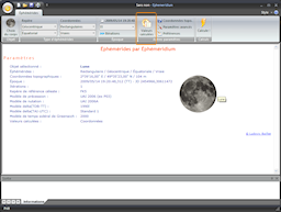 Logiciel Éphéméridium - Capture d'écran. Cliquez pour agrandir.